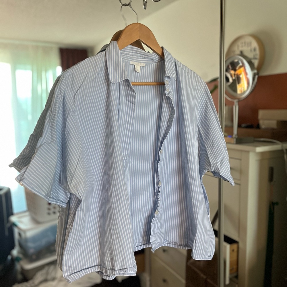 COS Blue and white stripe oversized blouse